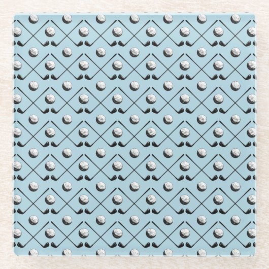 Golfer Golf Pattern Blue Pattern Glazen Onderzetter (Voorkant)