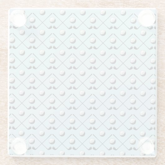 Golfer Golf Pattern Blue Pattern Glazen Onderzetter (Achterkant)