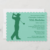 Golfer Golf Vert Blanc 50e anniversaire Invitation (Dos)