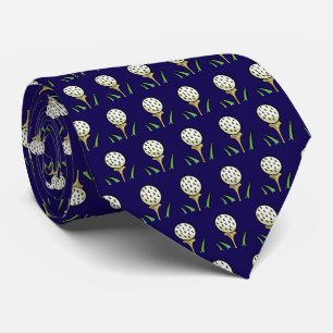 Golfer Golfballen Gouden T - shirts op Blauw Stropdas
