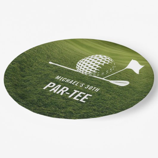Golfer Golfen Minimalistische Mannen Verjaardag Papieren Bordje (Gekanteld)