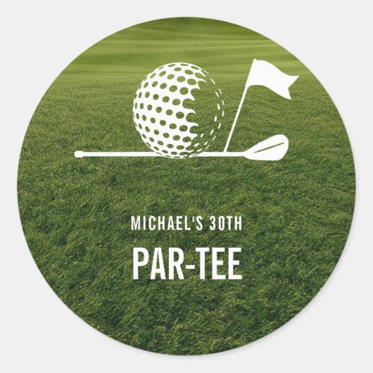 Golfer Golfen Minimalistische Mannen Verjaardag Ronde Sticker (Voorkant)