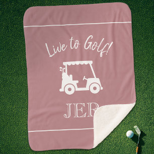 Golfer Golfkar Monogram Eerste Letters Stof Roze R Sherpa Deken
