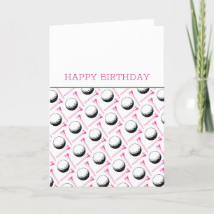 Golfer Happy Birthday Eigen bericht toevoegen Roze Feestdagen Kaart