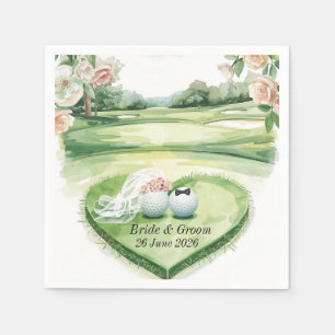 Golfer Huwelijk met golfbal op green Servet