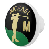 Golfer in actie twee toon monogram keramische knop (Rechts)