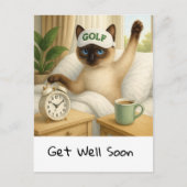 Golfer in bed for cat lovers to get well soon briefkaart (Voorkant)