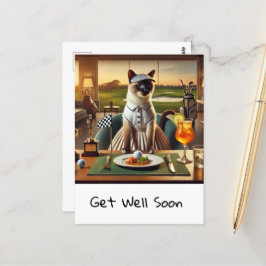 Golfer in club house with golf ball in plate briefkaart