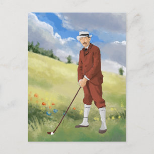  golfer in de ruwe vorm briefkaart