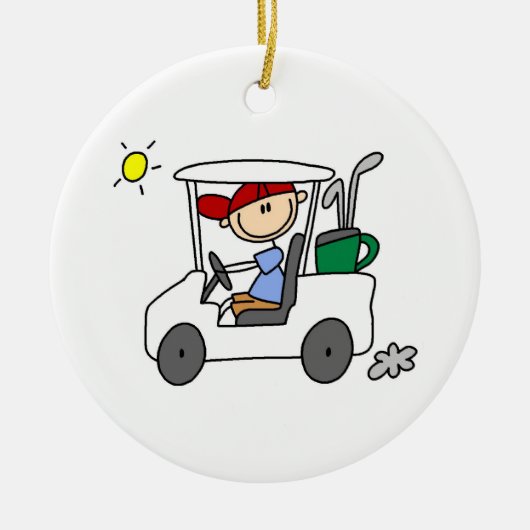 Golfer in Golf Cart Keramisch Ornament (Voorkant)