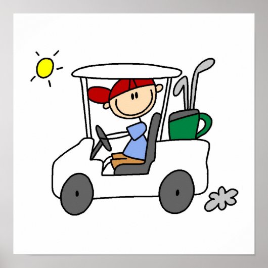 Golfer in Golf Cart Poster (Voorkant)