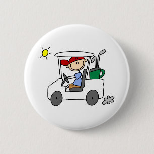 Golfer in Golf Cart Ronde Button 5,7 Cm