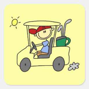Golfer in Golf Cart Vierkante Sticker