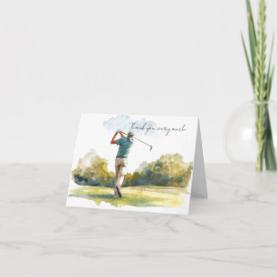 Golfer is golf aan het spelen op de baan bedankkaart
