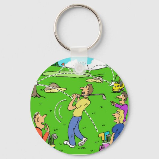 Golfer is Lucky Golf Shot. Funny Golf Cartoon Sleutelhanger (Voorkant)