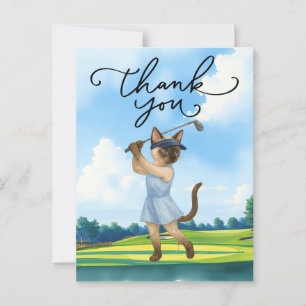 Golfer Kat is aan het golfen met dank je tekst aan Briefkaart
