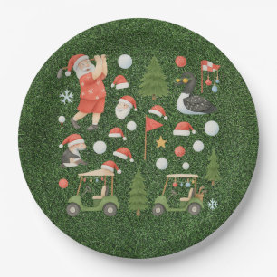 Golfer Kerstman golfend in Minnesota op een green Papieren Bordje
