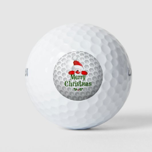 Golfer Kerstman, 'Prettig Kerstfeest' groeten Golfballen (Voorkant)
