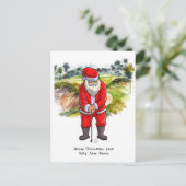 Golfer Kerstmis met de Kerstman Feestdagenkaart (Staand voorkant)