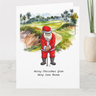 Golfer Kerstmis met KLAUS de kerstman Kaart