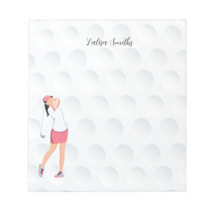Golfer lady is golf note pad notitieblok