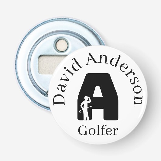 Golfer Letter A Button Flesopener (Voorkant)