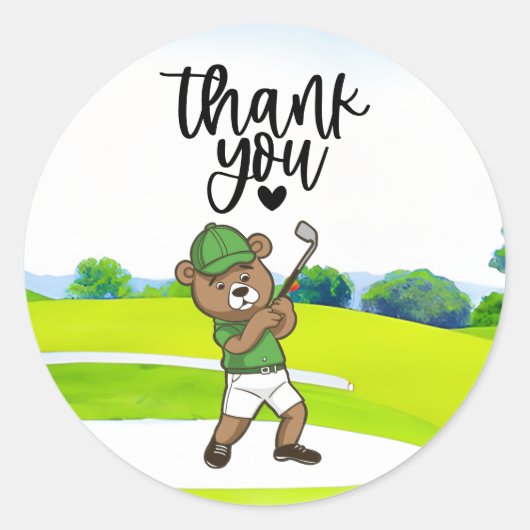 Golfer Leuk Dier met ijzer op golfbaan Ronde Sticker (Voorkant)