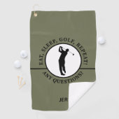 Golfer Male Sports Pro Silhouette Golf Green Black Golfhanddoek (Insitu)