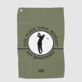 Golfer Male Sports Pro Silhouette Golf Green Black Golfhanddoek (Voorkant)