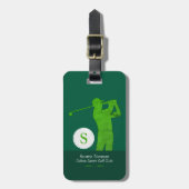 Golfer Man met Golfclub Cool Green Bagagelabel (Voorkant verticaal)