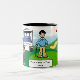 Golfer - Mannelijke Cartoon door PrintedPerfection Tweekleurige Koffiemok