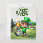Golfer met Beer & Shamrock St. Patrick's Day Feestdagenkaart (Voorkant)