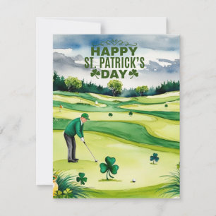 Golfer met Bier & Klaver St. Patrick's Day Feestdagenkaart
