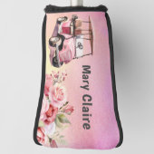 Golfer met golfkar de golfbaan waterverf golfheadcover (Draai 90)