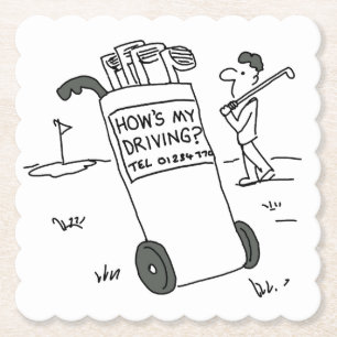 Golfer met Sign Gezegde Hoe gaat het met mijn rijd Kartonnen Onderzetters