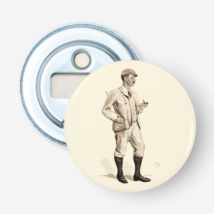Golfer met tabakspijp en -laarzen Button Flesopener