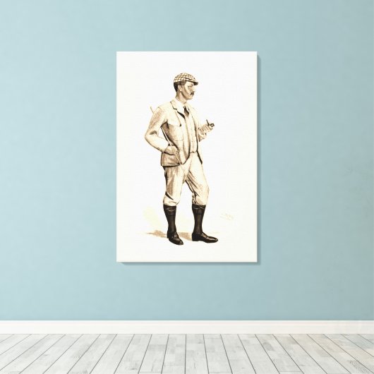 Golfer met tabakspijp en -schoenen Canvas Afdruk (Insitu (Houten vloer))
