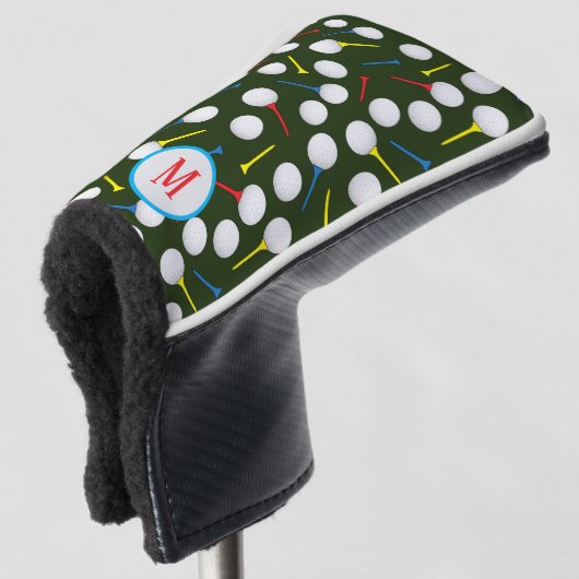 Golfer Modern Patroon Monogram Golfheadcover (3/4 voorkant)