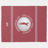 Golfer Modern Sports Monogram Golf Ball Red Gray Fleece Deken (Voorkant (Horizontaal))