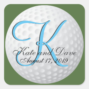 Golfer Monogram Elegante Golf 3D bruiloft gunst Vierkante Sticker