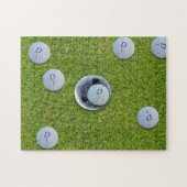 Golfer Monogram Golfballen Groene Jigsaw Puzzel (Horizontaal)