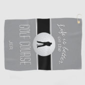 Golfer Monogram Golfsport Citaat Grijs Schattige Golfhanddoek (Horizontaal)