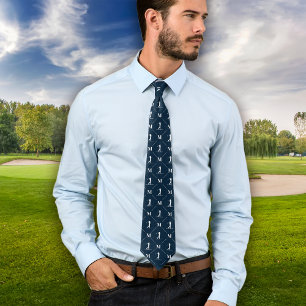 Golfer Monogram Initiaal Designer Patroon Stropdas