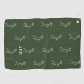 Golfer Monogramed Initialen Sportapparatuur Green Golfhanddoek (Horizontaal)