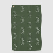 Golfer Monogramed Initialen Sportapparatuur Green Golfhanddoek (Voorkant)