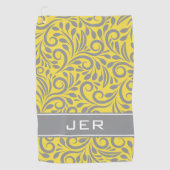 Golfer | Monogrammen Abstract Pattern Yellow Grey Golfhanddoek (Voorkant)
