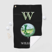 GOLFER NAAM AANGEPASTE MONOGRAM GOLFHANDDOEK (Insitu)