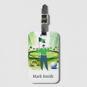 Golfer op de golfbaan St. Patrick's Day Bagagelabel