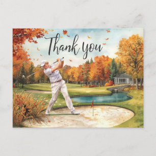 Golfer op golfbaan Herfst Thanksgiving Briefkaart