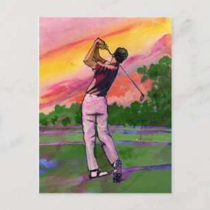 Golfer op het veld briefkaart